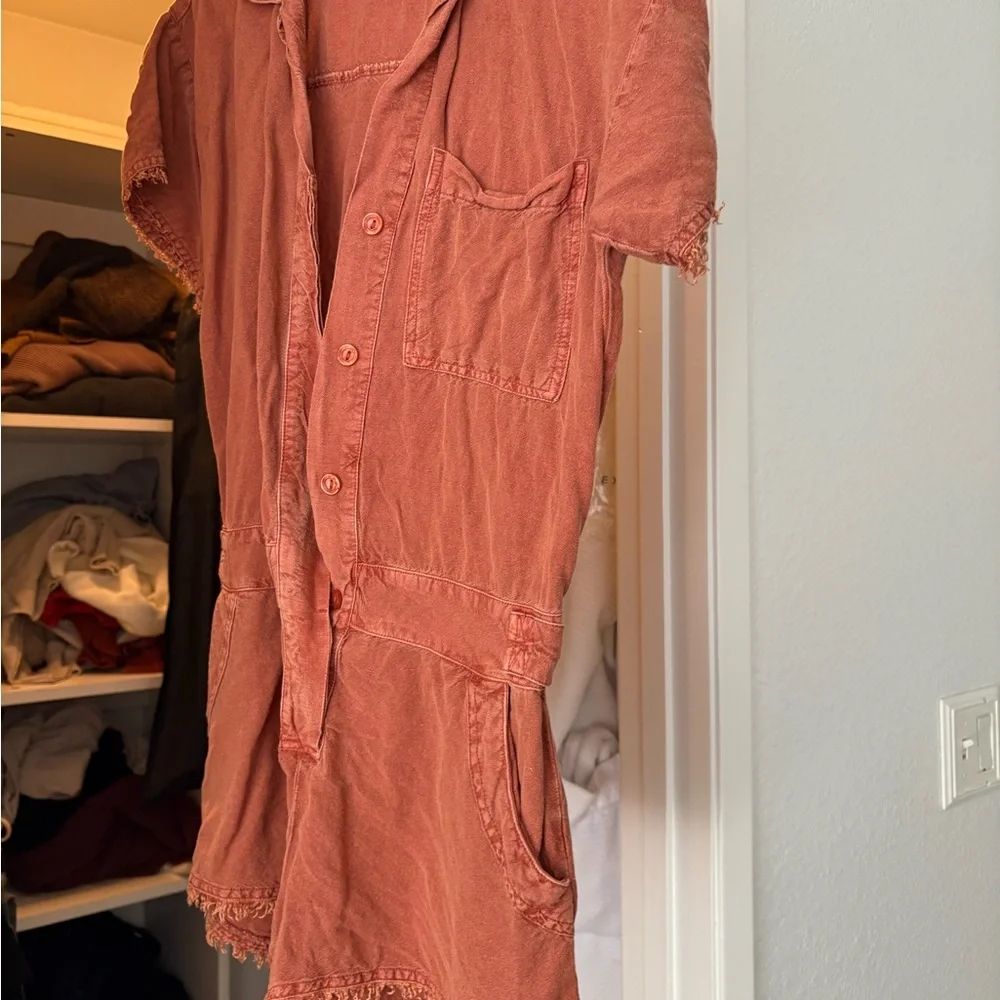 Rust Orange Button-Up Romper - Picture 6 of 9